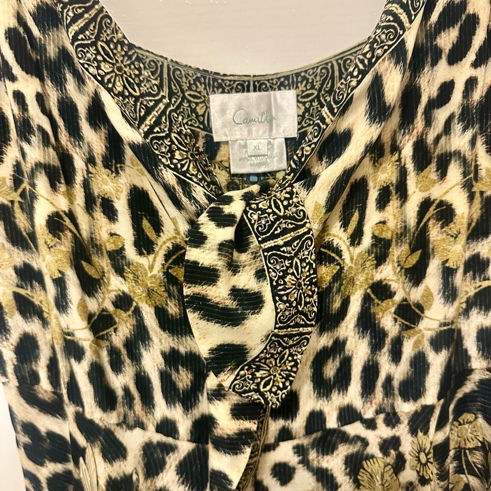 Camilla Brown and Black Midi Dress with Leopard Print - Picture 8 of 9